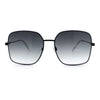 Womens Curved Concave Face Rectangle Oversized Metal Rim Sunglasses