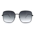 Womens Curved Concave Face Rectangle Oversized Metal Rim Sunglasses