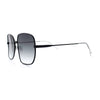 Womens Curved Concave Face Rectangle Oversized Metal Rim Sunglasses