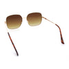 Womens Curved Concave Face Rectangle Oversized Metal Rim Sunglasses