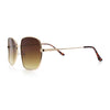 Womens Curved Concave Face Rectangle Oversized Metal Rim Sunglasses