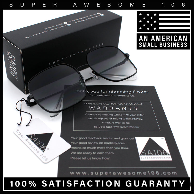 Womens Curved Concave Face Rectangle Oversized Metal Rim Sunglasses