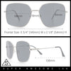 Womens Curved Concave Face Rectangle Oversized Metal Rim Sunglasses