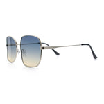 Womens Curved Concave Face Rectangle Oversized Metal Rim Sunglasses