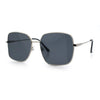 Womens Curved Concave Face Rectangle Oversized Metal Rim Sunglasses