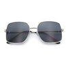Womens Curved Concave Face Rectangle Oversized Metal Rim Sunglasses