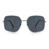 Womens Curved Concave Face Rectangle Oversized Metal Rim Sunglasses