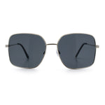 Womens Curved Concave Face Rectangle Oversized Metal Rim Sunglasses