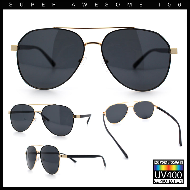 Mens Antiglare Polarized Lens Iconic Officer Metal Rim Pilots Sunglasses