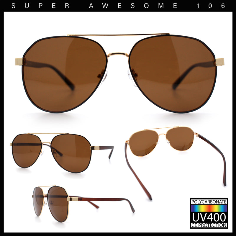 Mens Antiglare Polarized Lens Iconic Officer Metal Rim Pilots Sunglasses