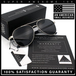Mens Antiglare Polarized Lens Iconic Officer Metal Rim Pilots Sunglasses