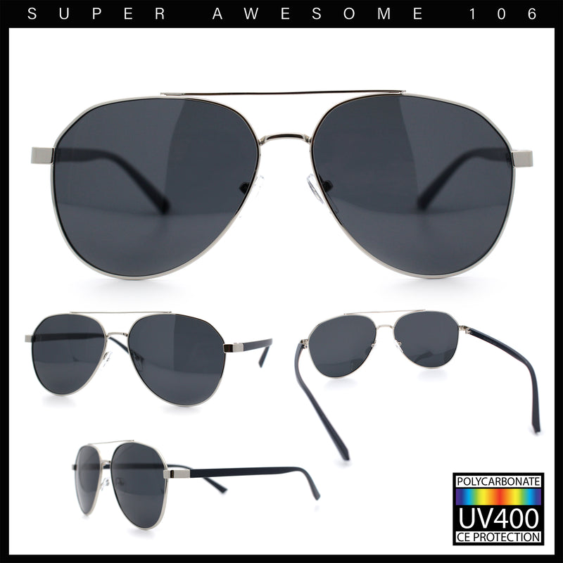 Mens Antiglare Polarized Lens Iconic Officer Metal Rim Pilots Sunglasses