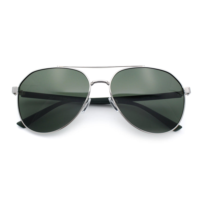 Mens Antiglare Polarized Lens Iconic Officer Metal Rim Pilots Sunglasses