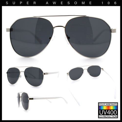 Mens Antiglare Polarized Lens Iconic Officer Metal Rim Pilots Sunglasses