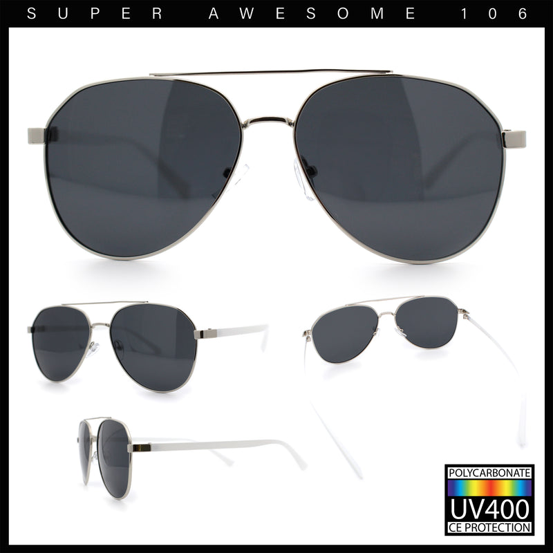 Mens Antiglare Polarized Lens Iconic Officer Metal Rim Pilots Sunglasses