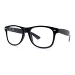 Classic Iconic Nerdy Horn Rim Plastic Rectangle Clear Lens Eyeglasses Black