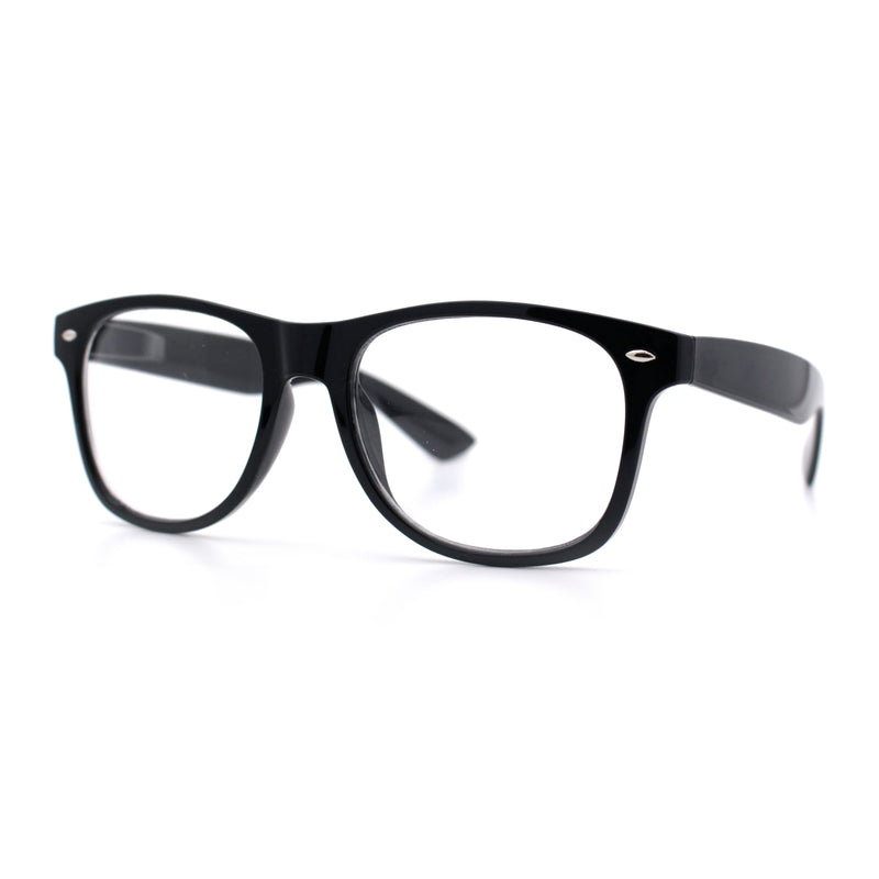 Classic Iconic Nerdy Horn Rim Plastic Rectangle Clear Lens Eyeglasses Black