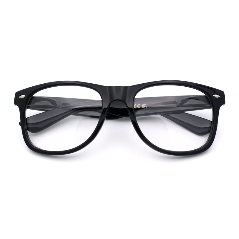 Classic Iconic Nerdy Horn Rim Plastic Rectangle Clear Lens Eyeglasses Black