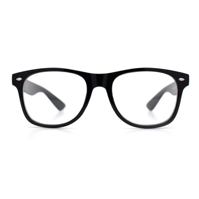 Classic Iconic Nerdy Horn Rim Plastic Rectangle Clear Lens Eyeglasses Black