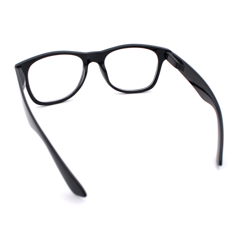 Classic Iconic Nerdy Horn Rim Plastic Rectangle Clear Lens Eyeglasses Black