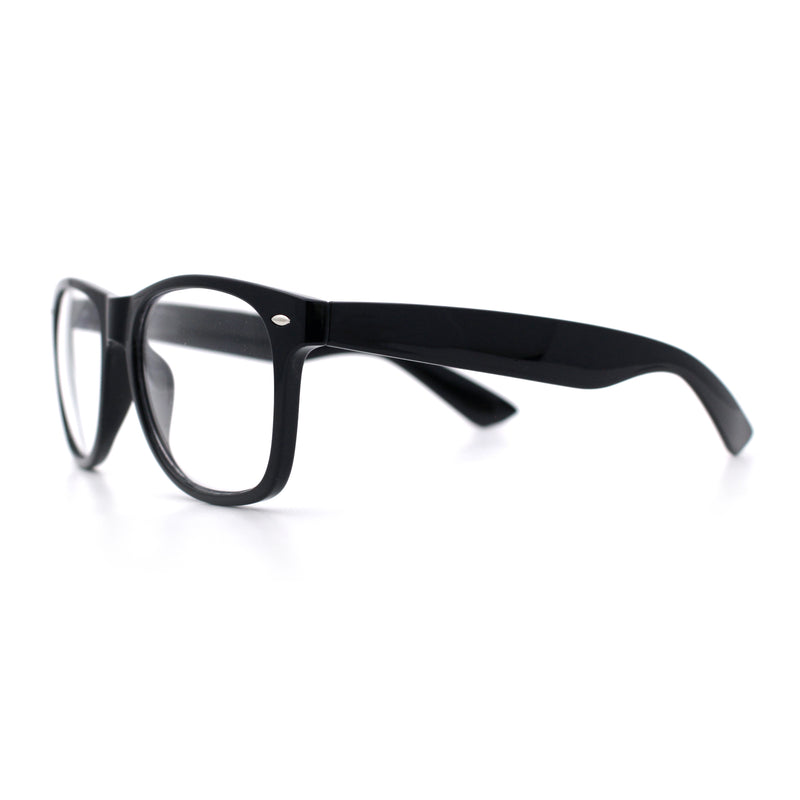 Classic Iconic Nerdy Horn Rim Plastic Rectangle Clear Lens Eyeglasses Black