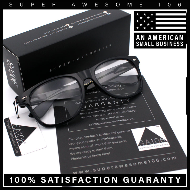 Classic Iconic Nerdy Horn Rim Plastic Rectangle Clear Lens Eyeglasses Black
