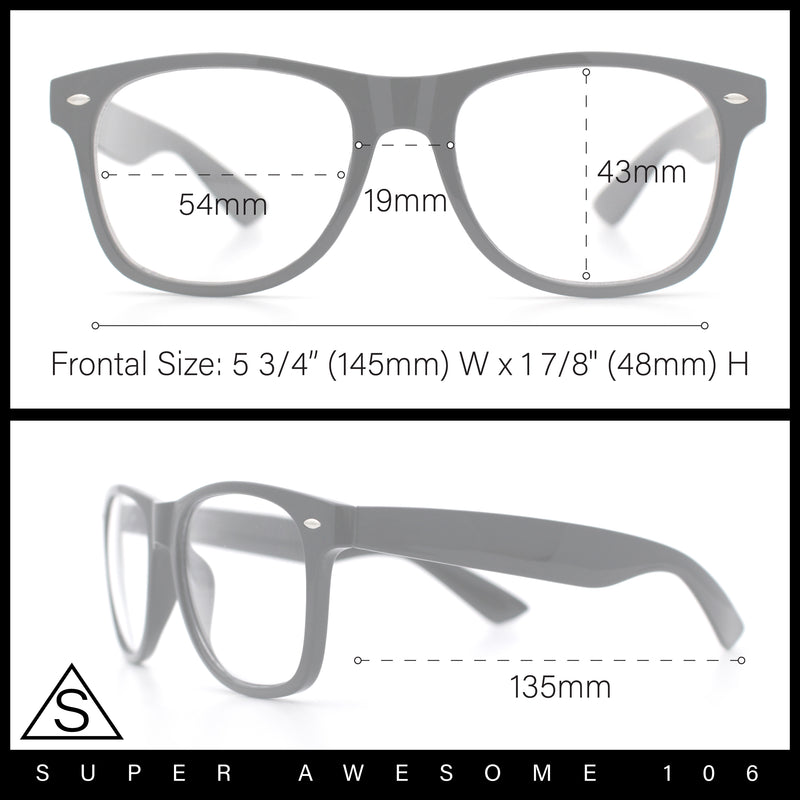 Classic Iconic Nerdy Horn Rim Plastic Rectangle Clear Lens Eyeglasses Black