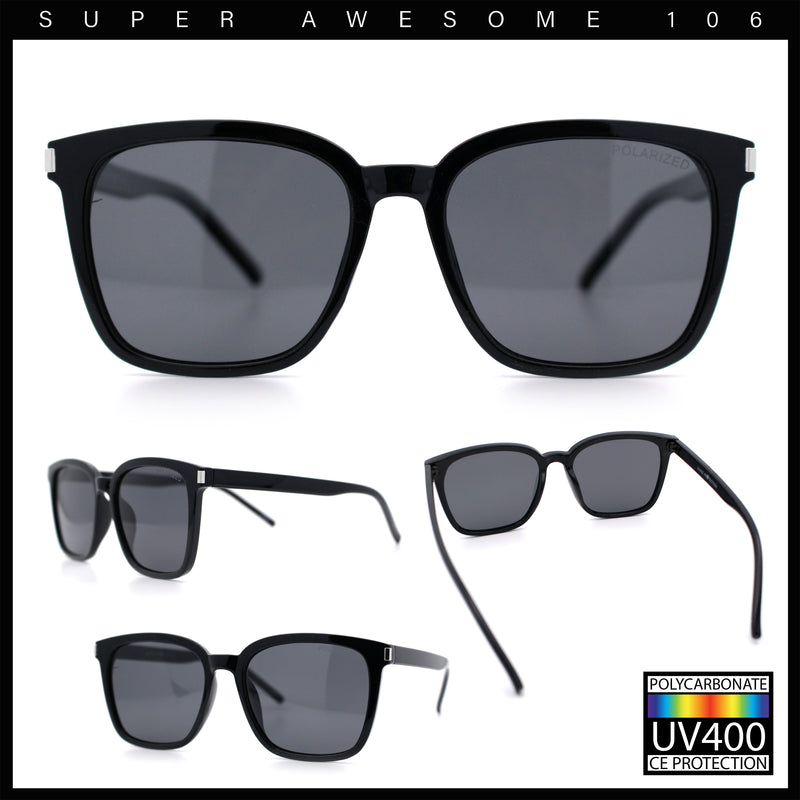 Polarized Gentlemanly Classy Rectangle Horn Rim Plastic Fashion Sunglasses