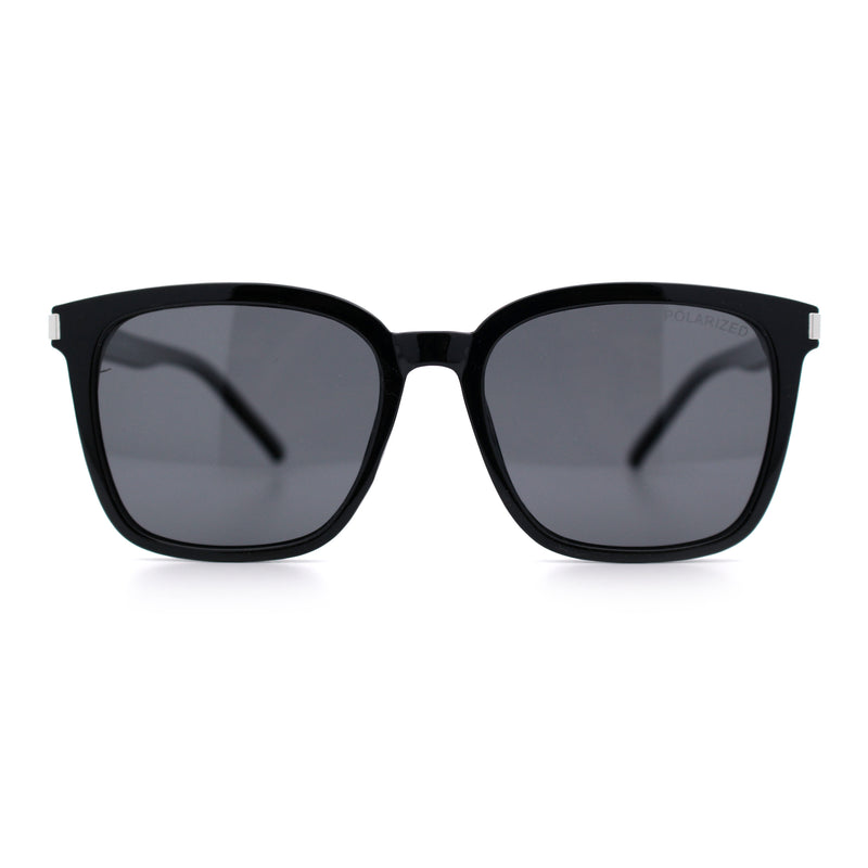 Polarized Gentlemanly Classy Rectangle Horn Rim Plastic Fashion Sunglasses