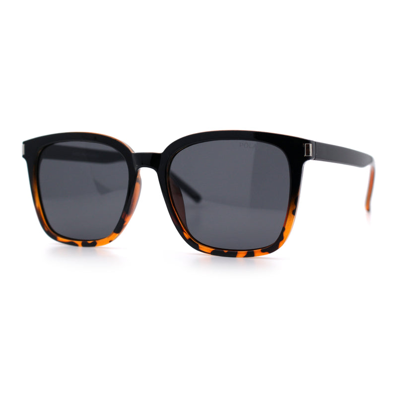 Polarized Gentlemanly Classy Rectangle Horn Rim Plastic Fashion Sunglasses