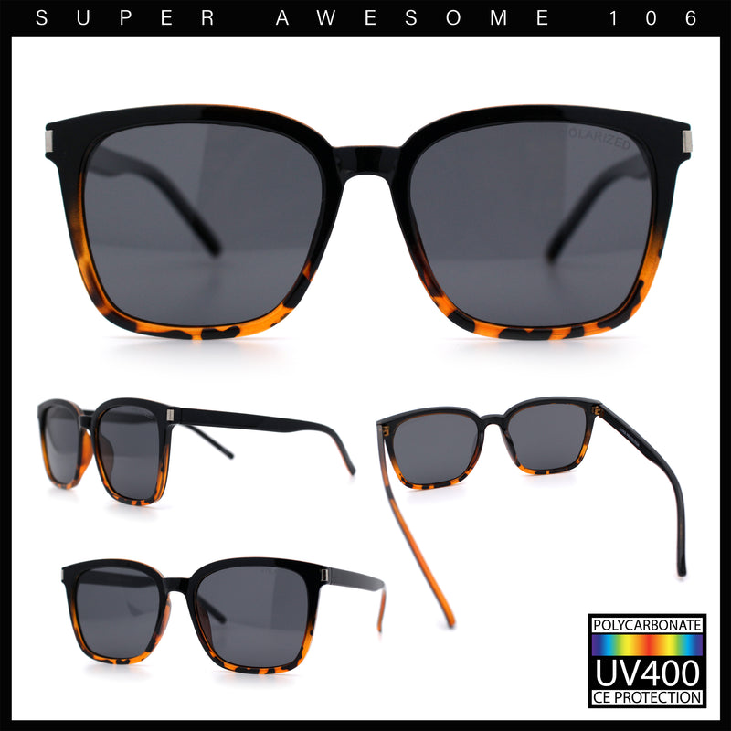 Polarized Gentlemanly Classy Rectangle Horn Rim Plastic Fashion Sunglasses
