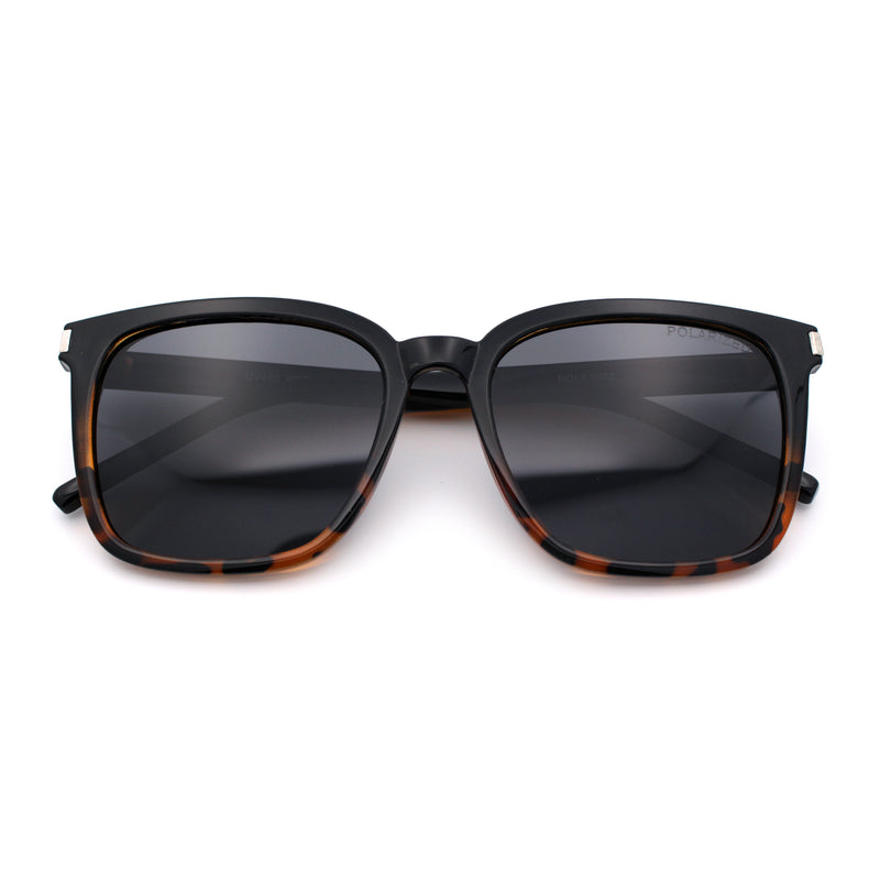 Polarized Gentlemanly Classy Rectangle Horn Rim Plastic Fashion Sunglasses