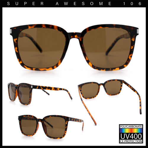 Polarized Gentlemanly Classy Rectangle Horn Rim Plastic Fashion Sunglasses