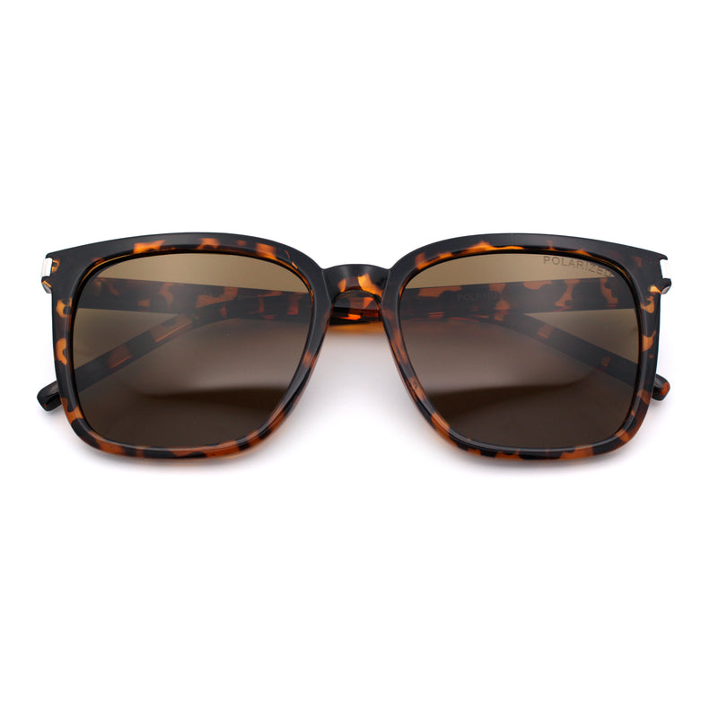 Polarized Gentlemanly Classy Rectangle Horn Rim Plastic Fashion Sunglasses