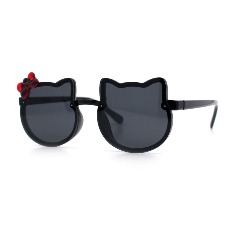 Kids Size Girls Cute Bow Tie Kitty Ear Rimless Plastic Sunglasses