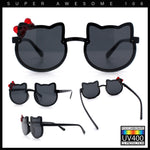 Kids Size Girls Cute Bow Tie Kitty Ear Rimless Plastic Sunglasses