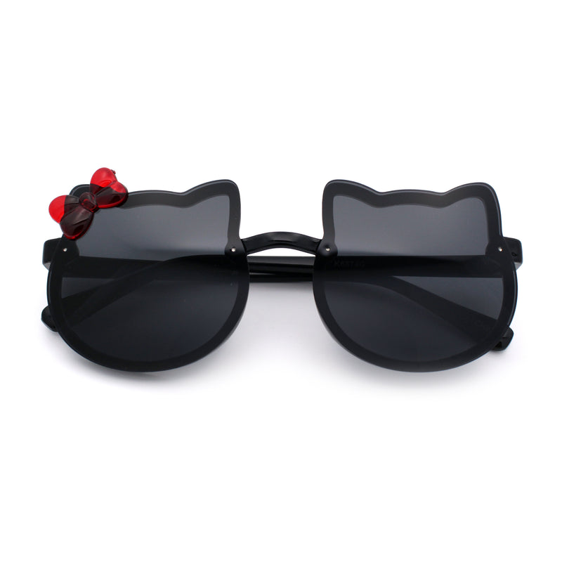 Kids Size Girls Cute Bow Tie Kitty Ear Rimless Plastic Sunglasses
