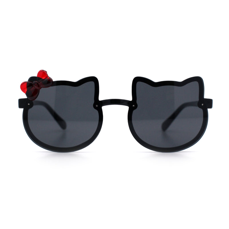 Kids Size Girls Cute Bow Tie Kitty Ear Rimless Plastic Sunglasses