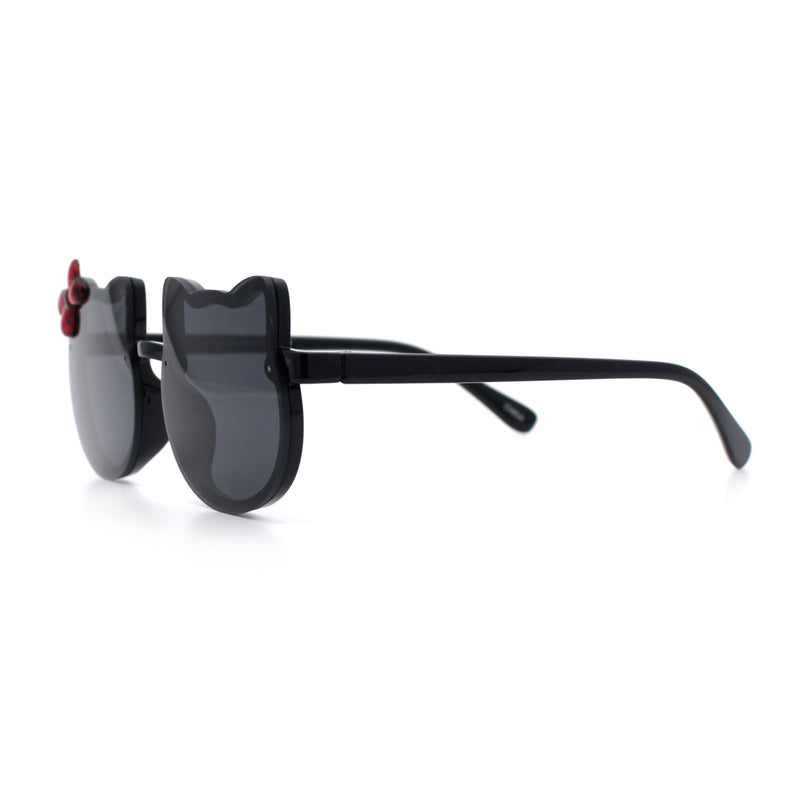 Kids Size Girls Cute Bow Tie Kitty Ear Rimless Plastic Sunglasses