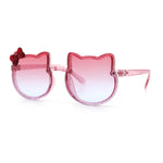 Kids Size Girls Cute Bow Tie Kitty Ear Rimless Plastic Sunglasses