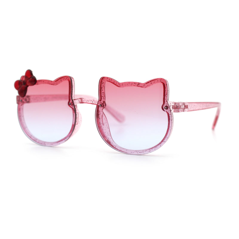Kids Size Girls Cute Bow Tie Kitty Ear Rimless Plastic Sunglasses