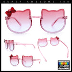 Kids Size Girls Cute Bow Tie Kitty Ear Rimless Plastic Sunglasses