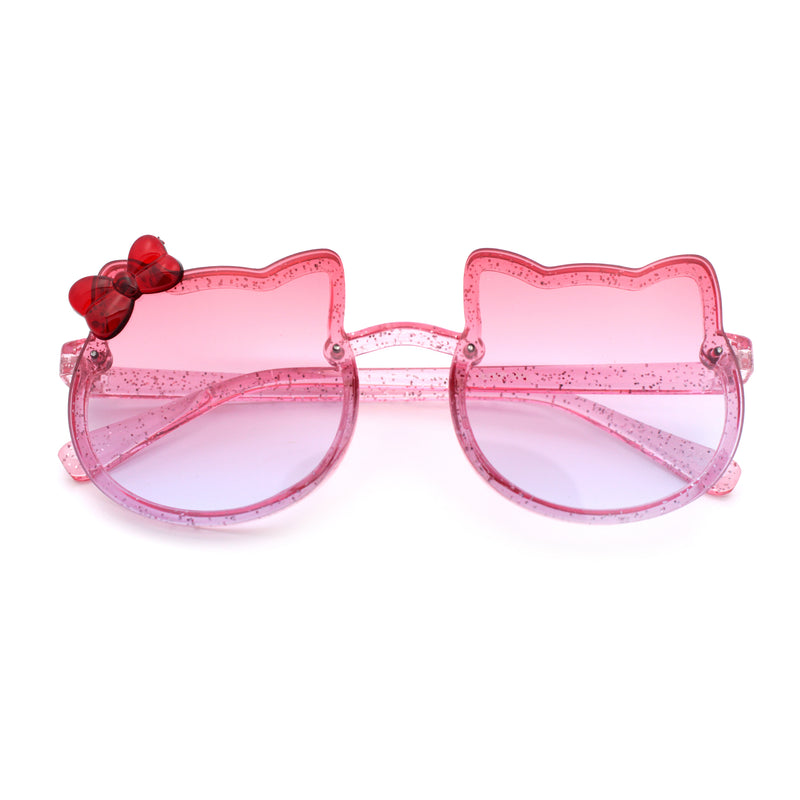 Kids Size Girls Cute Bow Tie Kitty Ear Rimless Plastic Sunglasses