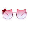 Kids Size Girls Cute Bow Tie Kitty Ear Rimless Plastic Sunglasses