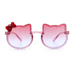 Kids Size Girls Cute Bow Tie Kitty Ear Rimless Plastic Sunglasses