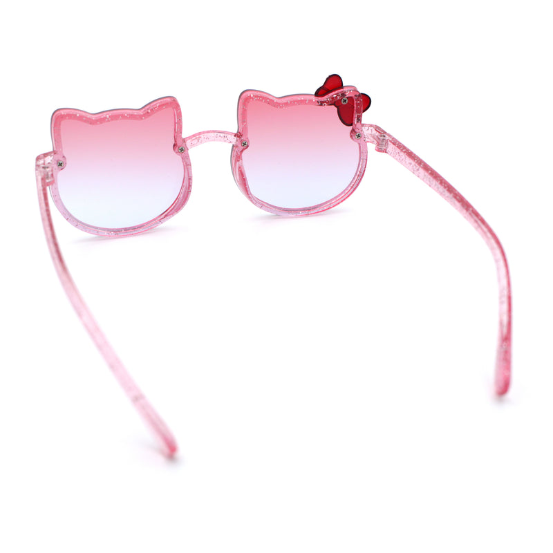 Kids Size Girls Cute Bow Tie Kitty Ear Rimless Plastic Sunglasses