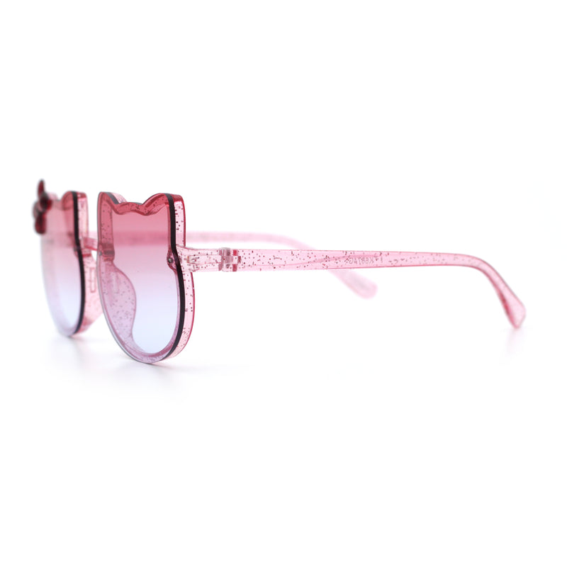Kids Size Girls Cute Bow Tie Kitty Ear Rimless Plastic Sunglasses