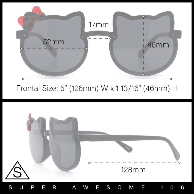 Kids Size Girls Cute Bow Tie Kitty Ear Rimless Plastic Sunglasses