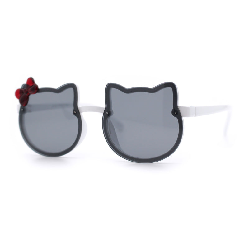 Kids Size Girls Cute Bow Tie Kitty Ear Rimless Plastic Sunglasses