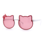Kids Size Girls Cute Bow Tie Kitty Ear Rimless Plastic Sunglasses